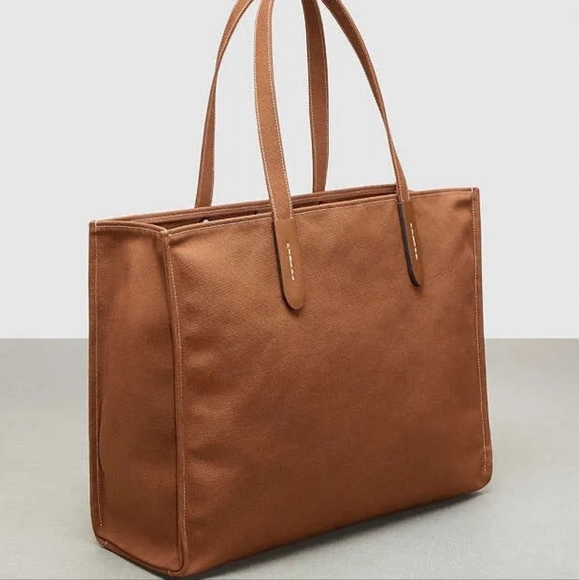 Coachtopia tote purse bag in brown recycled canvas - Picture 6 of 11